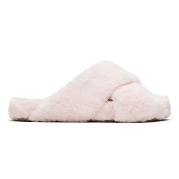 Toms Women's Susie Eva Faux Fur Slip On Slippers Slides Pink Size 9 - Picture 2 of 6
